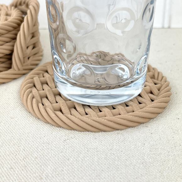 Woven Coaster Set, Modern Coasters with Holder, Drink Coasters, Set of 6 - Picture 2 of 10